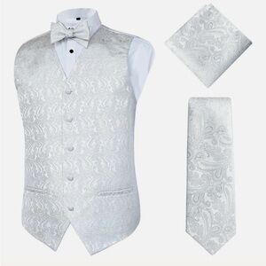 Mens Silvery Classic Jacquard Vest